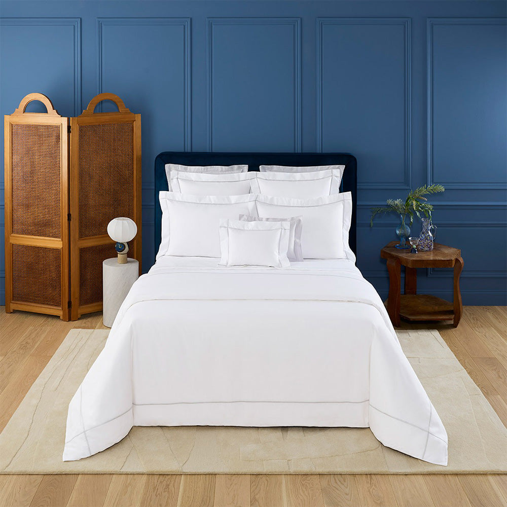 Lenjerie de pat 180x200, percal, 4 piese, Athena Silver - YVES DELORME