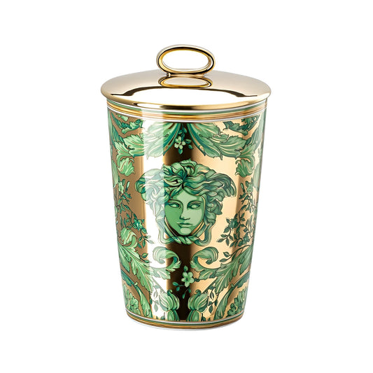 Lumanare decorativa parfumata, 14 cm, Medusa Garland Green - VERSACE