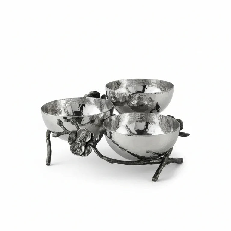 Vas pentru servire cu 3 compartimente, 24 cm, Black Orchid - Michael Aram