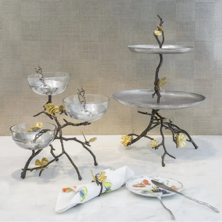 Etajera cu 2 niveluri, 48 cm, Butterfly Ginkgo - Michael Aram