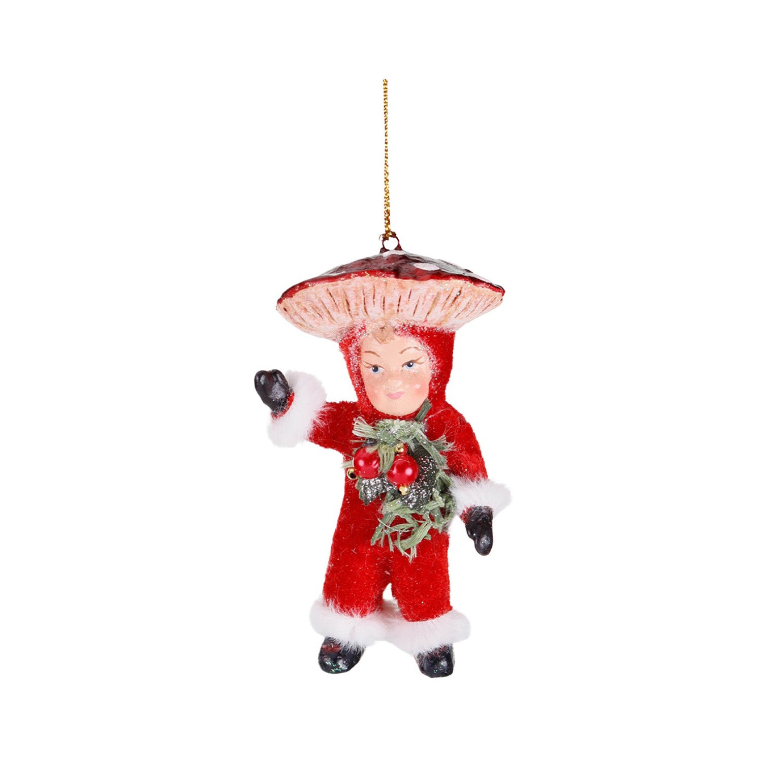 Ornament pentru brad, Baiat ciuperca, rosu, 11 cm - SIMONA'S CHRISTMAS