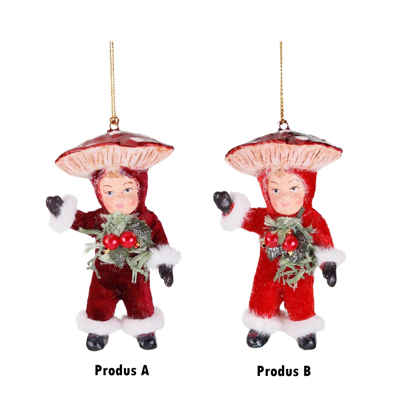 Ornament pentru brad, Baiat ciuperca, rosu, 11 cm - SIMONA'S CHRISTMAS