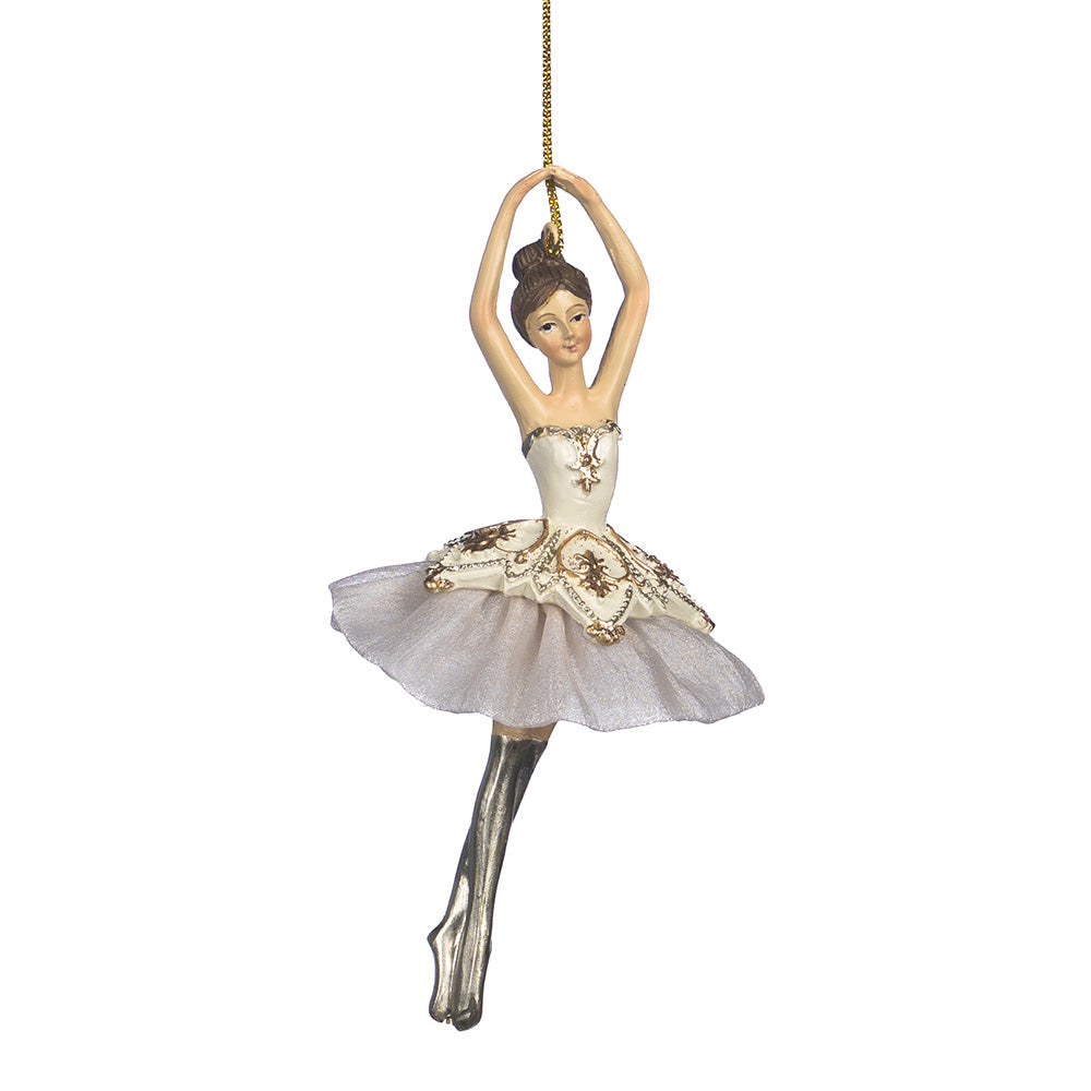 Ornament pentru brad, Balerina Chelsea, crem/auriu, 14 cm - SIMONA'S CHRISTMAS