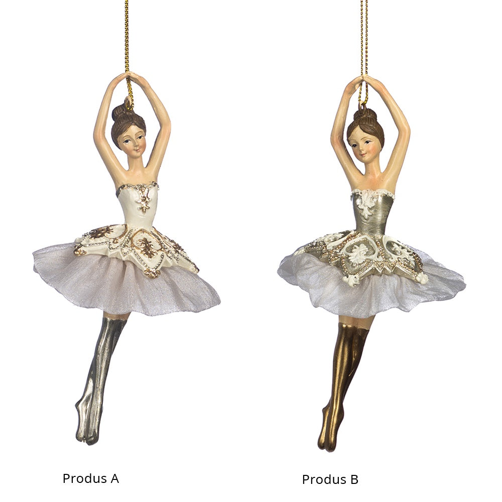 Ornament pentru brad, Balerina Chelsea, crem/auriu, 14 cm - SIMONA'S CHRISTMAS