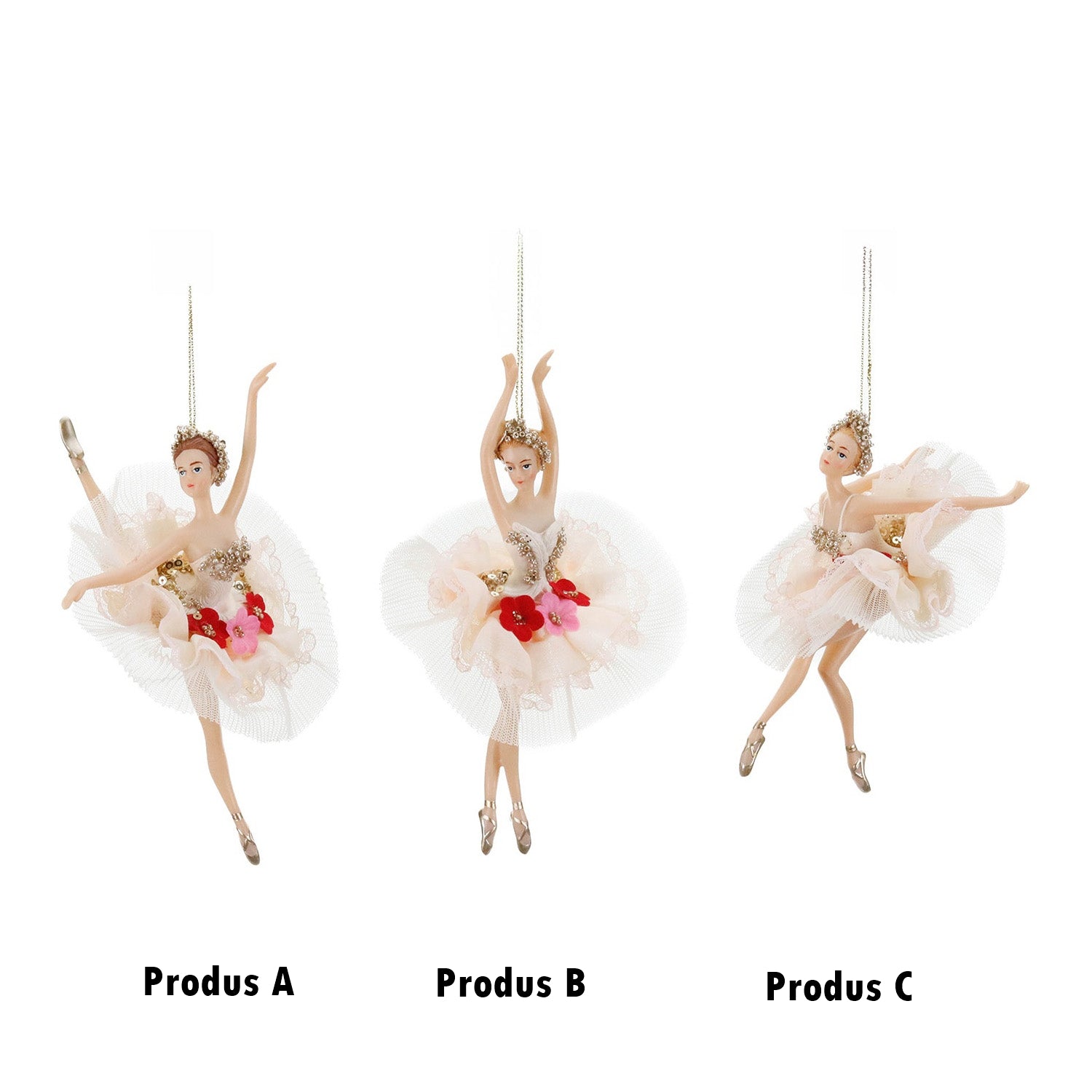 Ornament pentru brad, Balerina Degas Carnival, crem/roz, 18 cm - SIMONA'S CHRISTMAS
