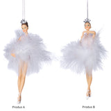 Ornament pentru brad, Balerina Plume, alb, 16 cm, SIMONA'S CHRISTMAS
