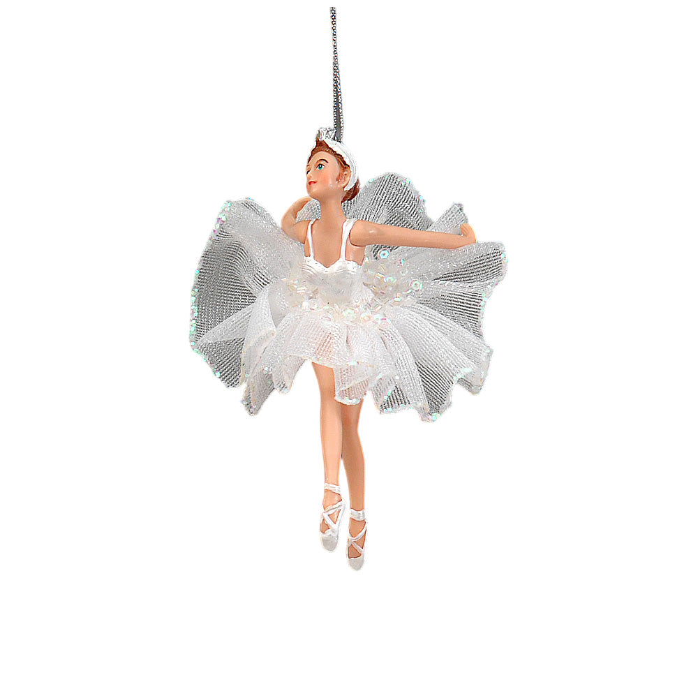 Ornament pentru brad, Balerina Shimmer, alb, 18 cm, SIMONA'S CHRISTMAS