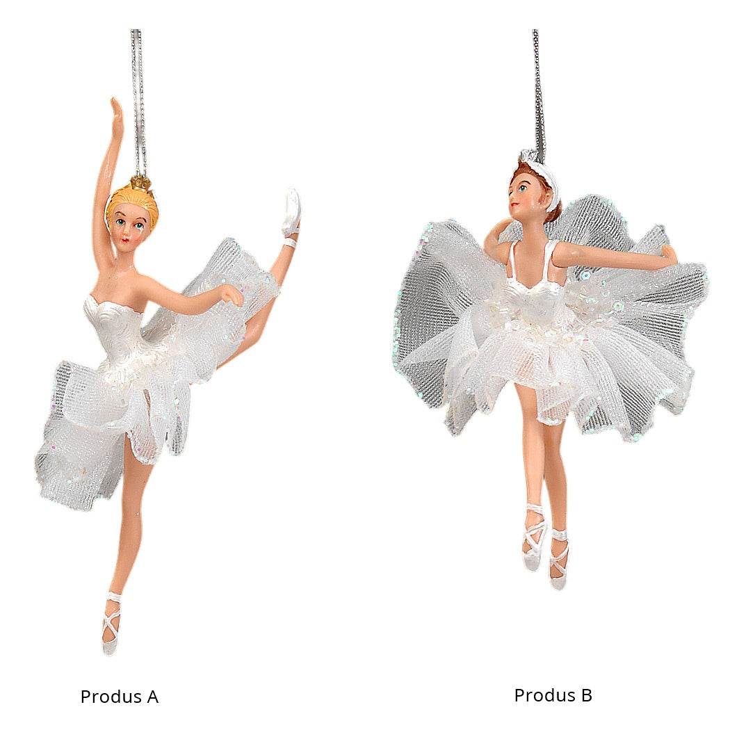 Ornament pentru brad, Balerina Shimmer, alb, 18 cm, SIMONA'S CHRISTMAS