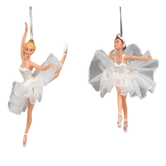 Ornament pentru brad, Balerina Shimmer, alb, 18 cm, SIMONA'S CHRISTMAS