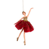 Ornament pentru brad, Balerina Twinkle, rosu/verde, 15 cm, SIMONA'S CHRISTMAS