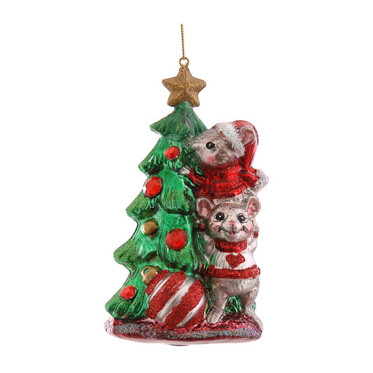 Ornament pentru brad, Brad cu soareci, 13 cm - SIMONA'S CHRISTMAS