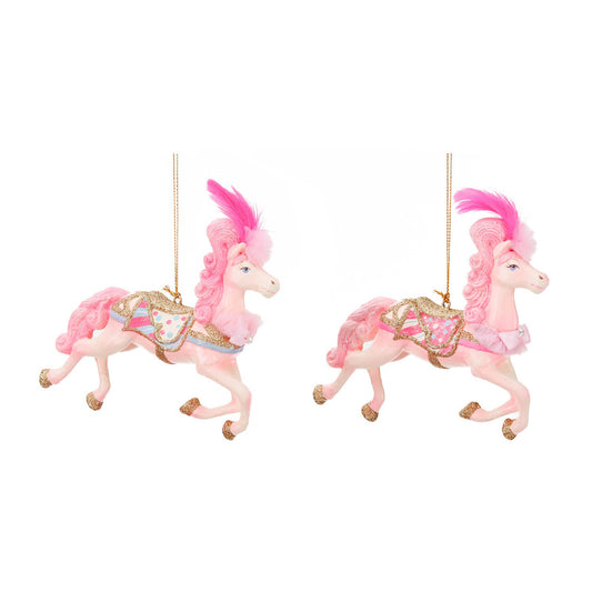 Ornament pentru brad, Cal Carnival, roz, 14 cm - SIMONA'S CHRISTMAS