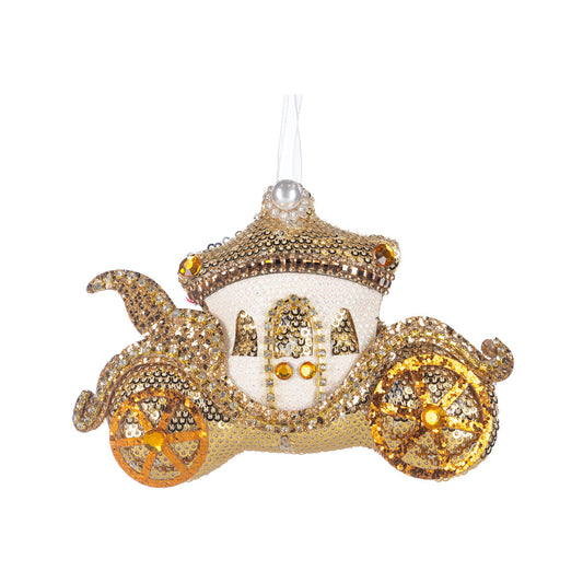 Ornament pentru brad, Caleasca Jewel, crem/auriu, 15 cm - SIMONA'S CHRISTMAS