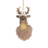 Ornament pentru brad, Cap Cerb Furry, crem/maro, 10 cm - SIMONA'S CHRISTMAS
