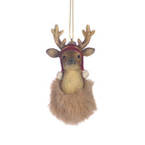 Ornament pentru brad, Cap Cerb Furry, crem/maro, 10 cm - SIMONA'S CHRISTMAS