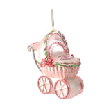 Ornament pentru brad, Carucior bebelus, roz/albastru, 13 cm - SIMONA'S CHRISTMAS