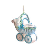 Ornament pentru brad, Carucior bebelus, roz/albastru, 13 cm - SIMONA'S CHRISTMAS