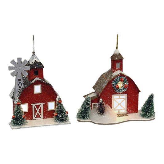 Ornament pentru brad, Casuta cu led, rosu, 13 cm, SIMONA'S CHRISTMAS