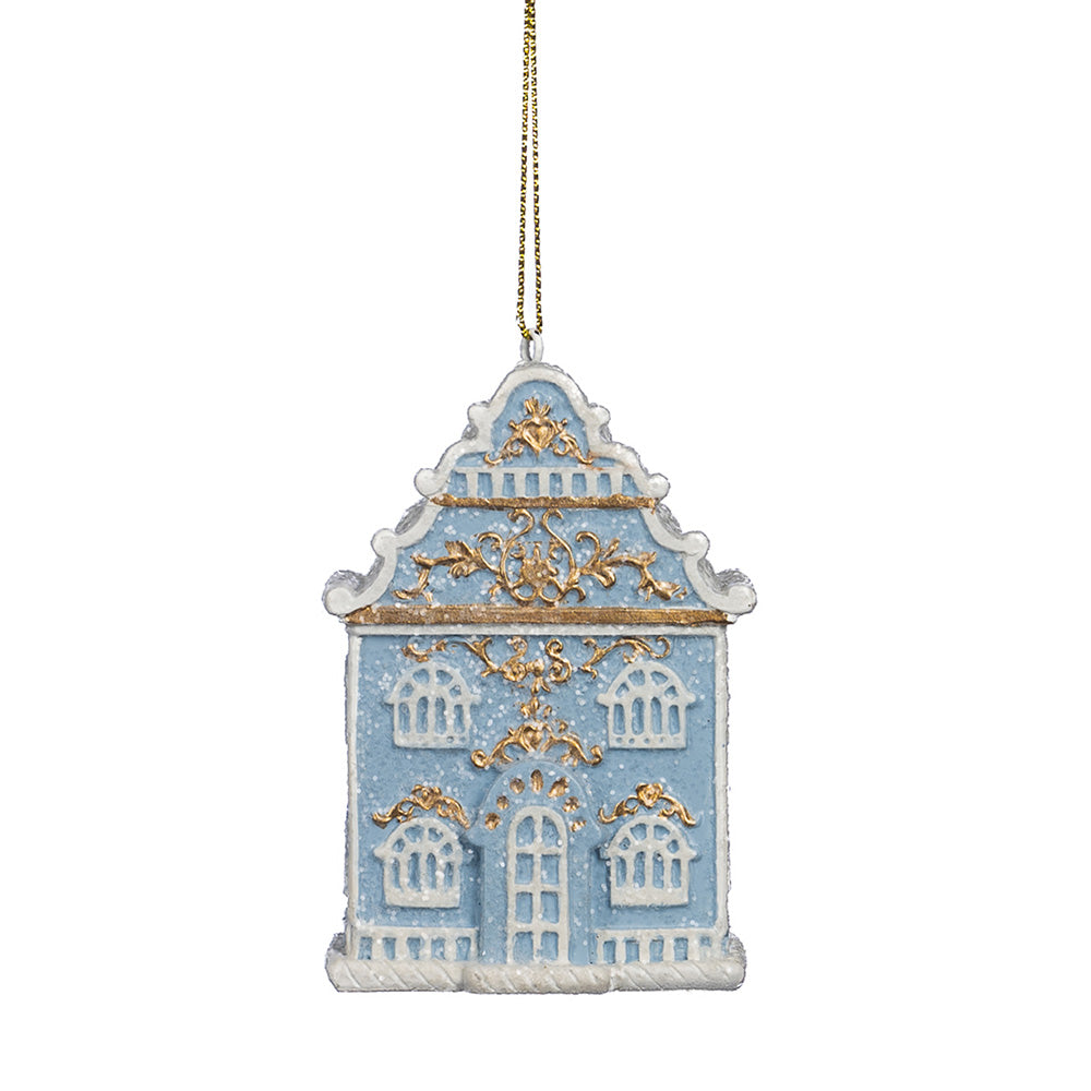 Ornament pentru brad, Casuta Delft, albastru/alb, 8 cm, SIMONA'S CHRISTMAS