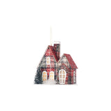 Ornament pentru brad, Casuta Tartan cu led, rosu, 13 cm - SIMONA'S CHRISTMAS