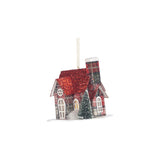 Ornament pentru brad, Casuta Tartan cu led, rosu, 13 cm - SIMONA'S CHRISTMAS