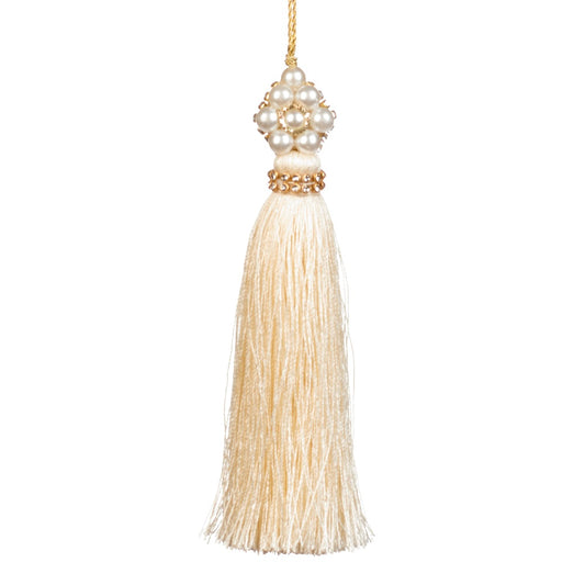 Ornament pentru brad, Ciucure Allard, crem/auriu, 15 cm - SIMONA'S CHRISTMAS