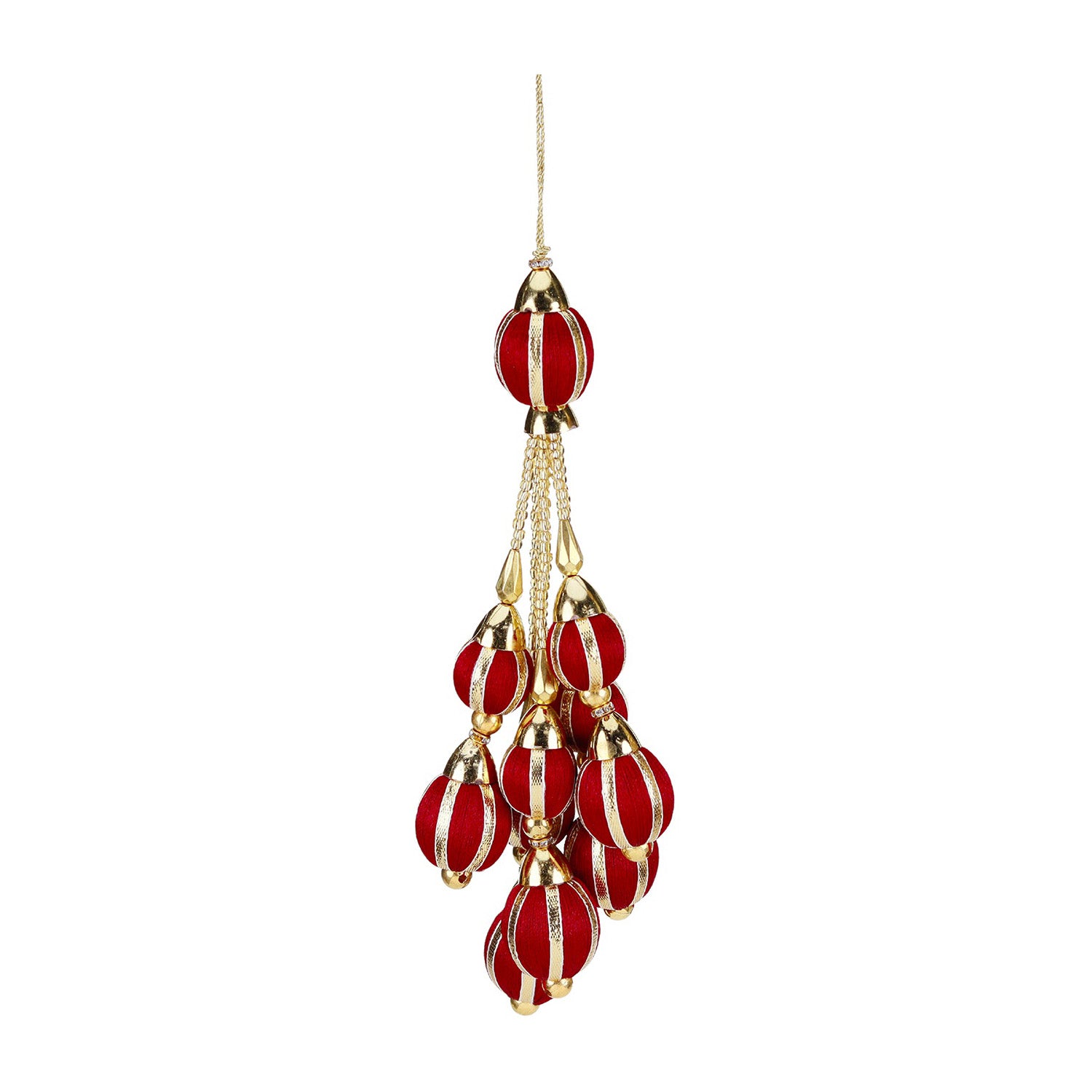 Ornament pentru brad, Ciucure Ball, rosu/auriu, 18 cm - SIMONA'S CHRISTMAS