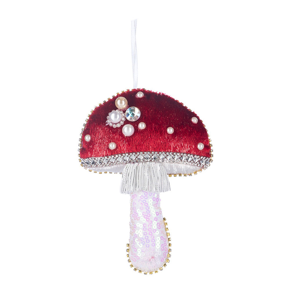 Ornament pentru brad, Ciuperca Pearl, alb/rosu, 15 cm - SIMONA'S CHRISTMAS