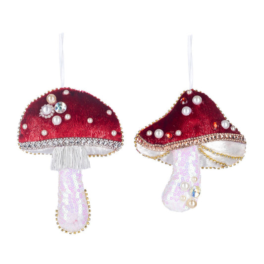 Ornament pentru brad, Ciuperca Pearl, alb/rosu, 15 cm - SIMONA'S CHRISTMAS