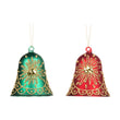 Ornament pentru brad, Clopot Stea, rosu/verde, 9 cm - SIMONA'S CHRISTMAS