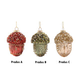 Ornament pentru brad, Con, rosu/verde/auriu, 8 cm - SIMONA'S CHRISTMAS