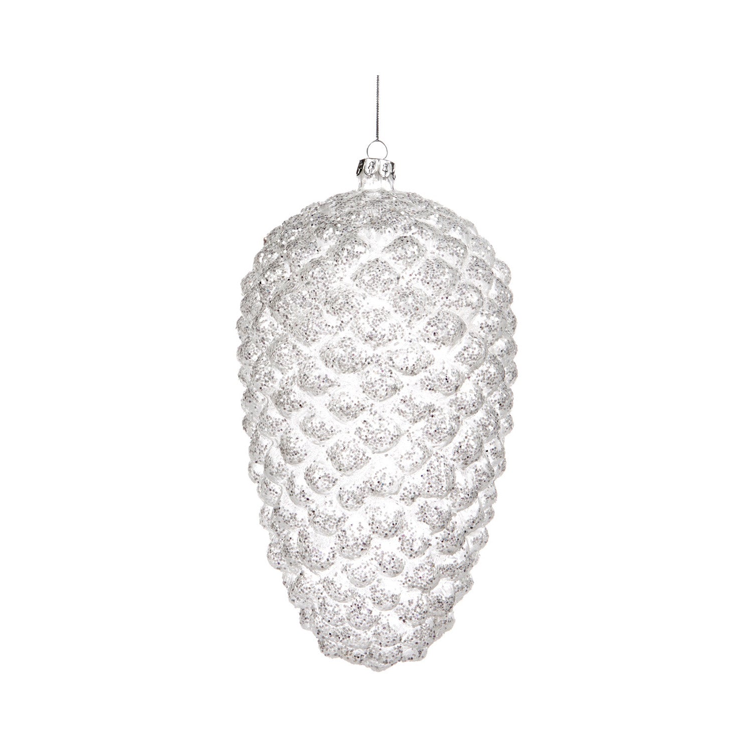 Ornament pentru brad, Con Sclipit, alb/argintiu, 23 cm - SIMONA'S CHRISTMAS