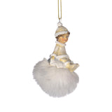 Ornament pentru brad, Copii pe glob Furry, alb/crem, 7 cm, SIMONA'S CHRISTMAS