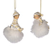 Ornament pentru brad, Copii pe glob Furry, alb/crem, 7 cm, SIMONA'S CHRISTMAS