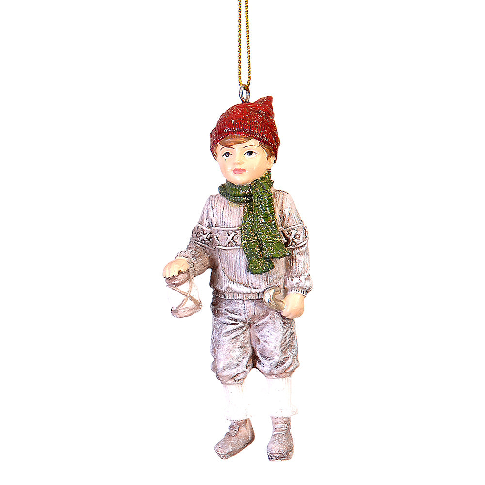 Ornament pentru brad, copil cu lanterna/coronita, 11 cm - SIMONA'S CHRISTMAS