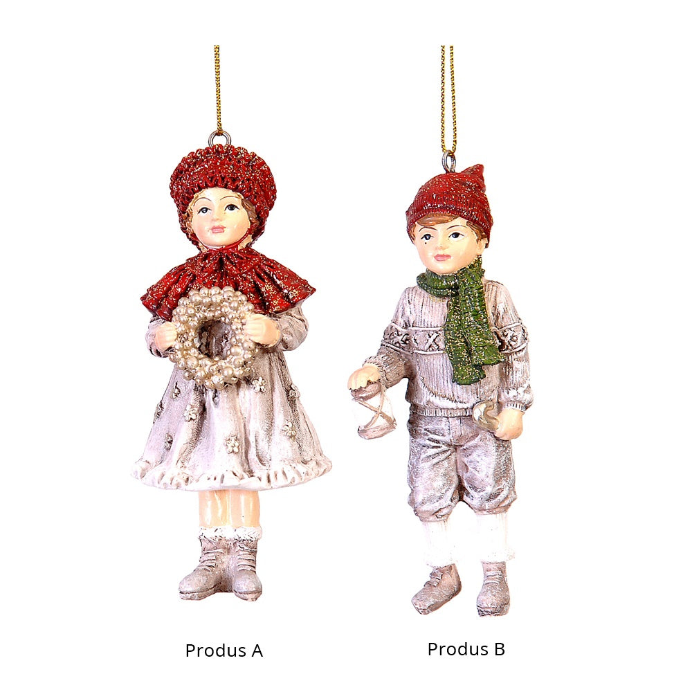 Ornament pentru brad, copil cu lanterna/coronita, 11 cm - SIMONA'S CHRISTMAS