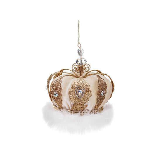 Ornament pentru brad, Coroana Jewel, crem/auriu, 11 cm - SIMONA'S CHRISTMAS