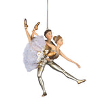 Ornament pentru brad, Cuplu Balerini Pearly, alb/auriu, 15 cm - SIMONA'S CHRISTMAS