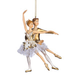 Ornament pentru brad, Cuplu Balerini Pearly, alb/auriu, 15 cm - SIMONA'S CHRISTMAS