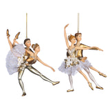 Ornament pentru brad, Cuplu Balerini Pearly, alb/auriu, 15 cm - SIMONA'S CHRISTMAS