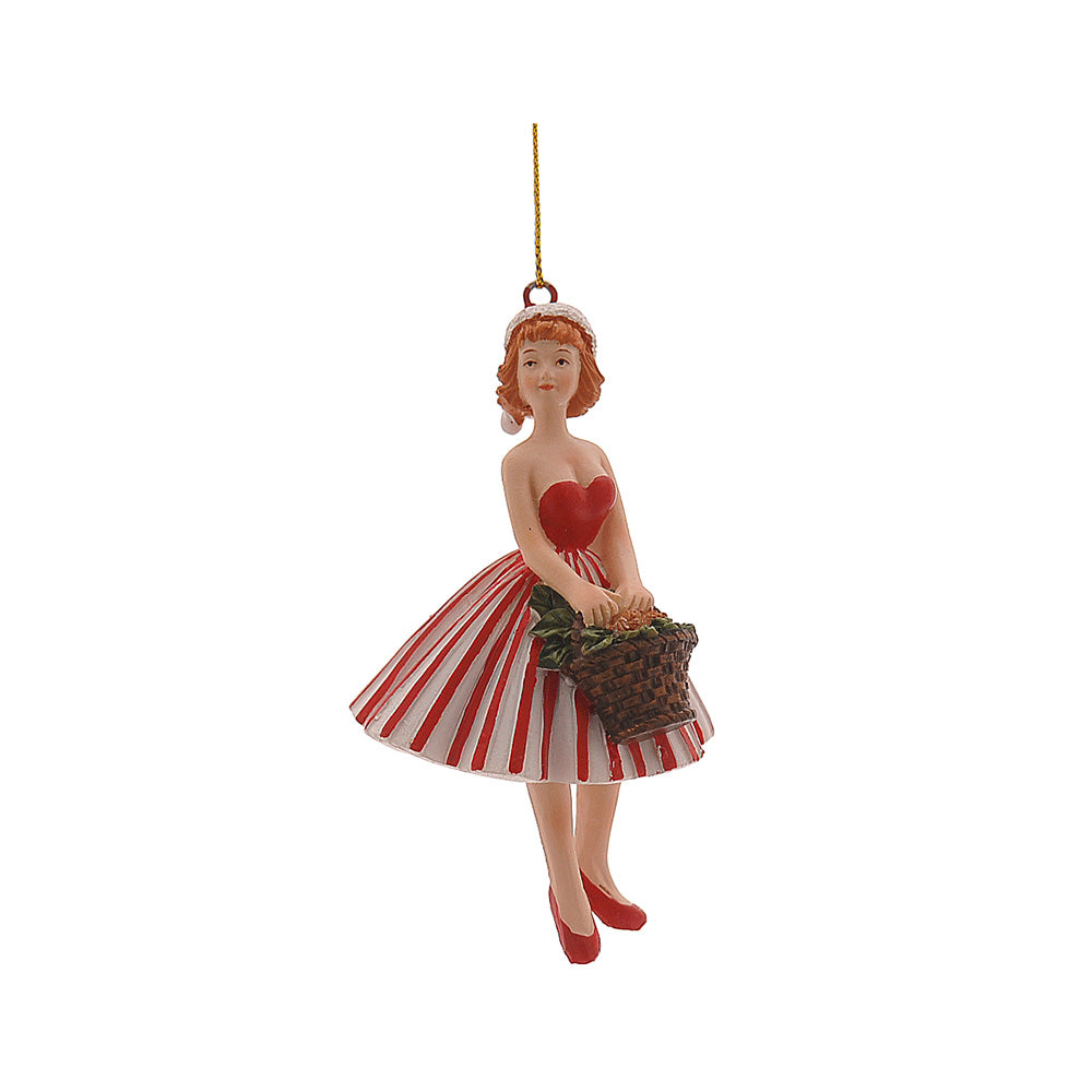 Ornament pentru brad, Doamna Fergie, rosu/alb, 10 cm - SIMONA'S CHRISTMAS