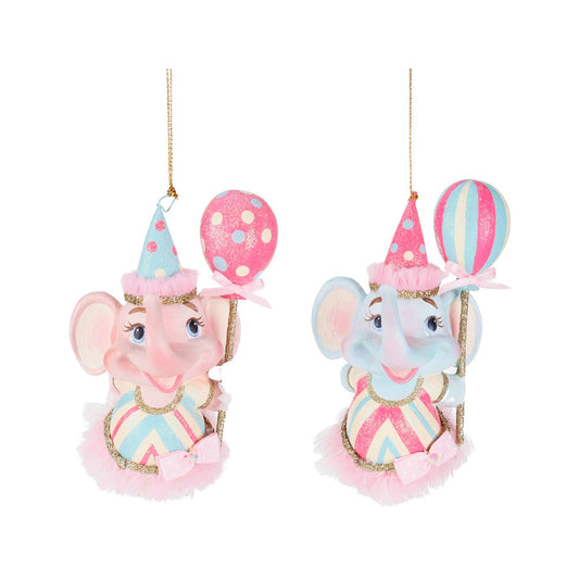 Ornament pentru brad, Elefant Carnival, roz/albastru, 12 cm - SIMONA'S CHRISTMAS