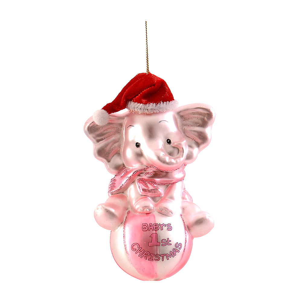 Ornament pentru brad, Elefant pe minge, roz/albastru, 13 cm - SIMONA'S CHRISTMAS