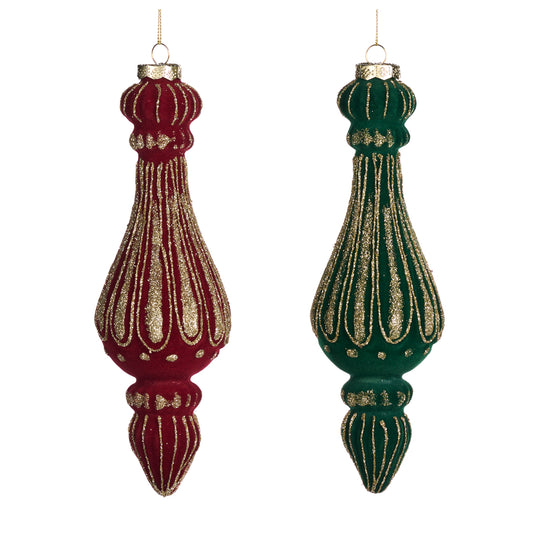 Ornament pentru brad, Finial Aldon, burgundy/verde, 22 cm, SIMONA'S CHRISTMAS