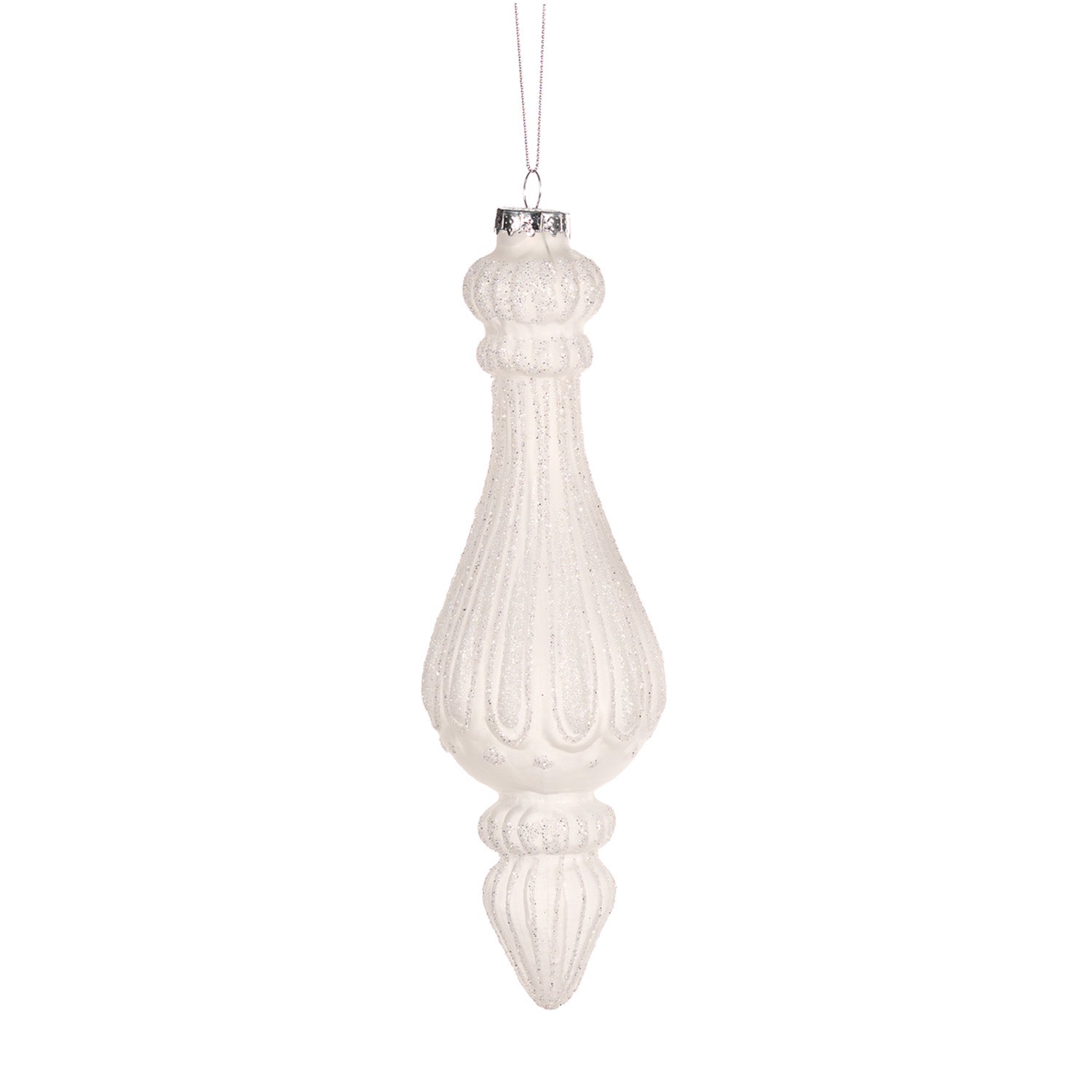 Ornament pentru brad, Finial Elara, alb, 22 cm - SIMONA'S CHRISTMAS