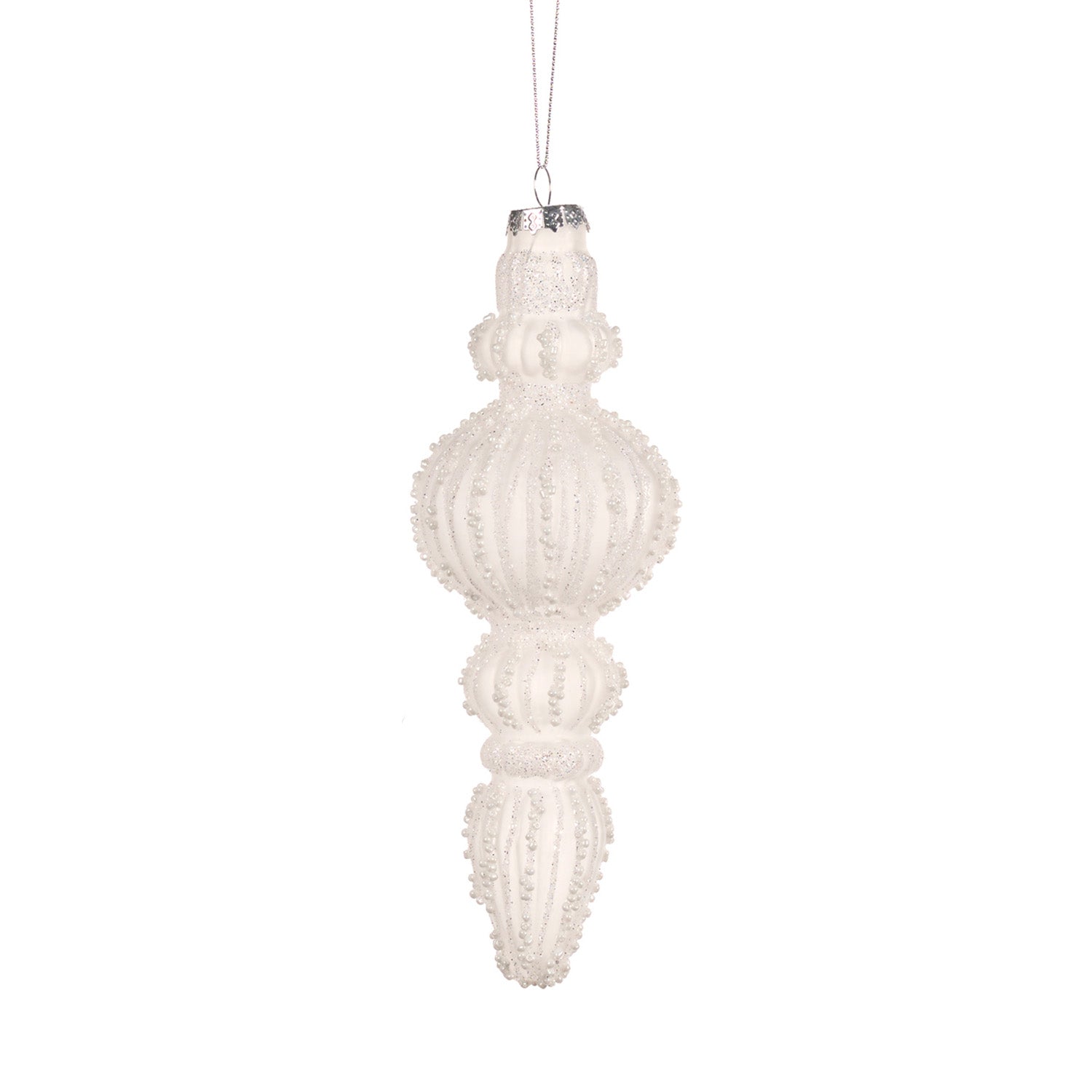 Ornament pentru brad, Finial Elara, alb, 22 cm - SIMONA'S CHRISTMAS