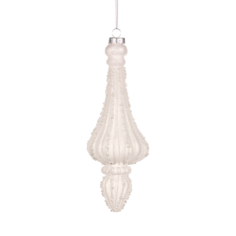 Ornament pentru brad, Finial Elara, alb, 22 cm - SIMONA'S CHRISTMAS