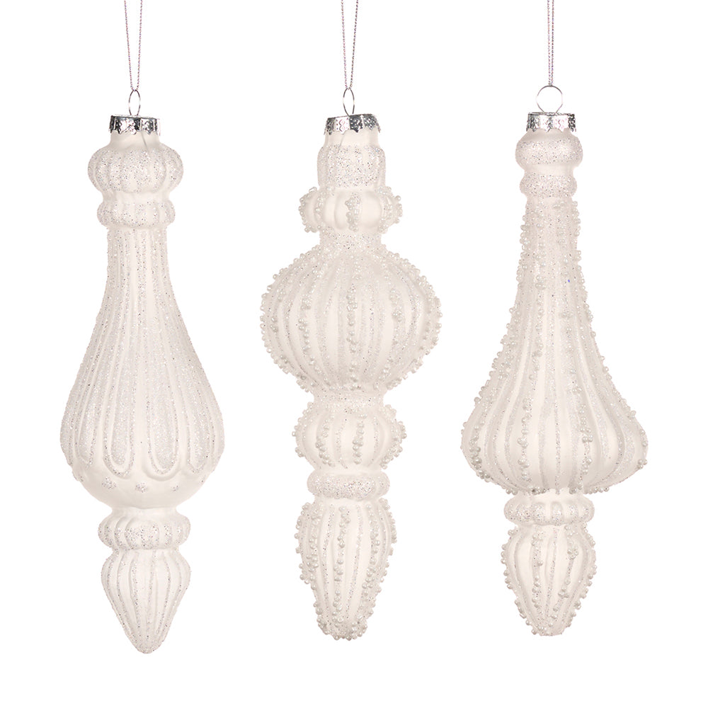 Ornament pentru brad, Finial Elara, alb, 22 cm - SIMONA'S CHRISTMAS