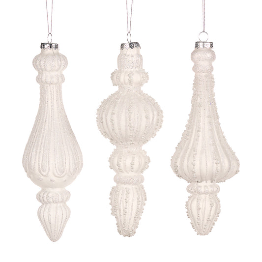 Ornament pentru brad, Finial Elara, alb, 22 cm - SIMONA'S CHRISTMAS