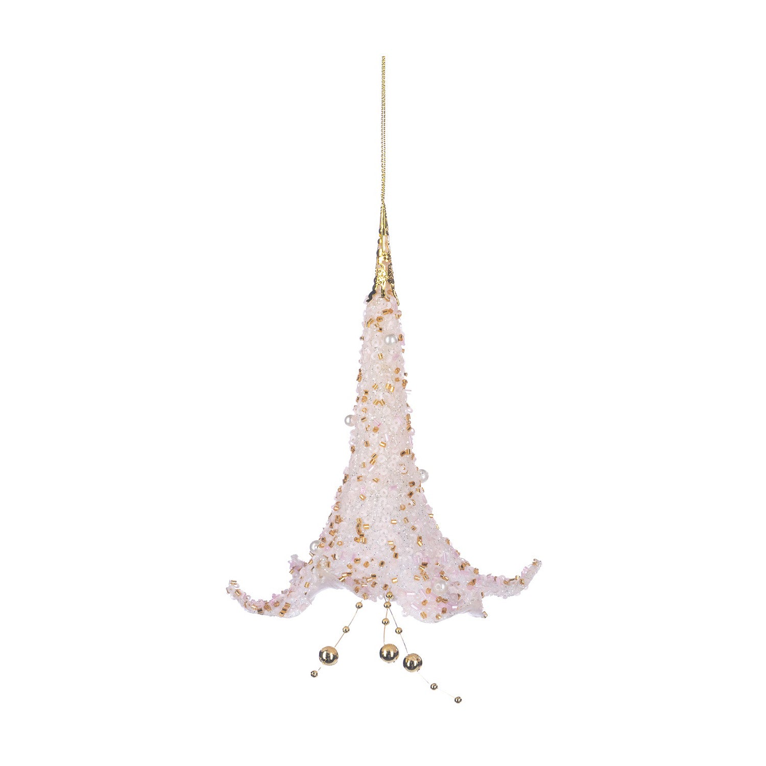 Ornament pentru brad, Floare Trumpet, roz/auriu, 16 cm - SIMONA'S CHRISTMAS